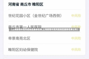 【上海疫情中高风险地区最新名单,上海疫情中高风险地区最新名单公布】