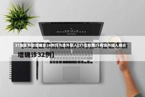 31省区市新增确诊24例均为境外输入(31省新增21例境外输入确诊)