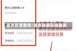 返乡政策查询/返乡政策在线查询