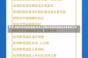 有变!河南中高风险区调整(名单)(河南中高低风险地区名单实时公布)