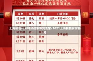 上海疫情什么时候结束恢复正常/2021上海疫情何时开始