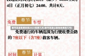 春节高速免费时间2023免费几天(春节高速公路免收费到几号)