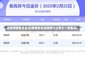 老凤祥回收黄金吗(老凤祥黄金回收今日多少一克最新)