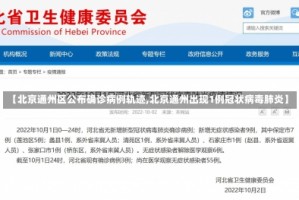 【北京通州区公布确诊病例轨迹,北京通州出现1例冠状病毒肺炎】