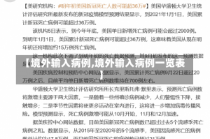 【境外输入病例,境外输入病例一览表】