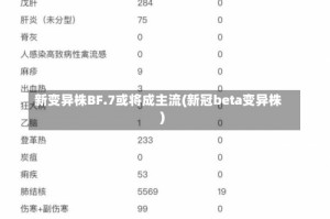 新变异株BF.7或将成主流(新冠beta变异株)