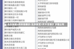 北京新增3例本地确诊/北京新增3例本地确诊 详情公布