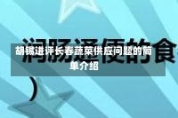 胡锡进评长春蔬菜供应问题的简单介绍