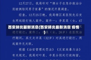 西安肺炎最新消息(西安肺炎最新消息 疫情)