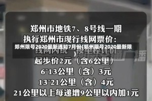 郑州限号2020最新通知7月份(郑州限号2020最新限)