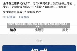 石家庄疫情现5条传播链，溯源追踪与防控挑战的深度解析石家庄疫情已现5条传播链