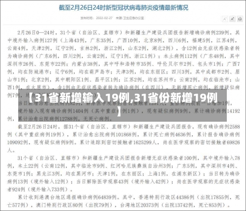 【31省新增输入19例,31省份新增19例】-第3张图片