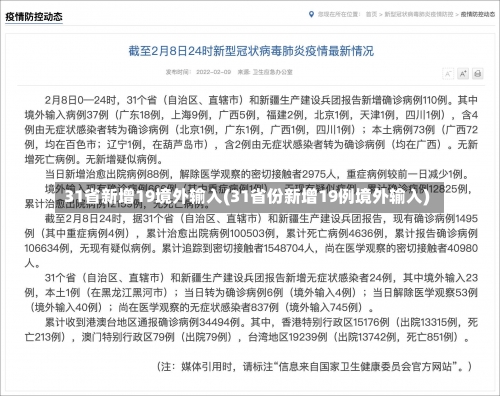31省新增19境外输入(31省份新增19例境外输入)-第2张图片