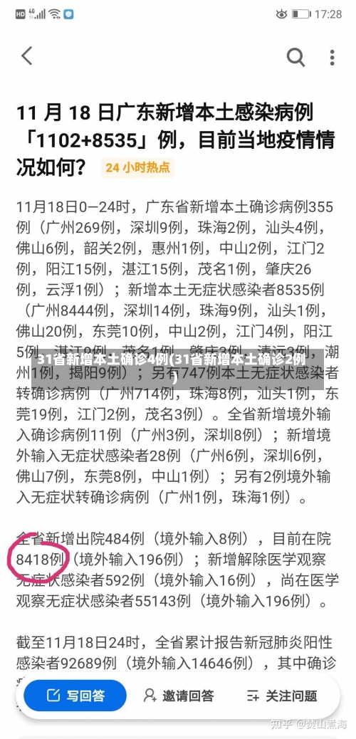 31省新增本土确诊4例(31省新增本土确诊2例)-第1张图片