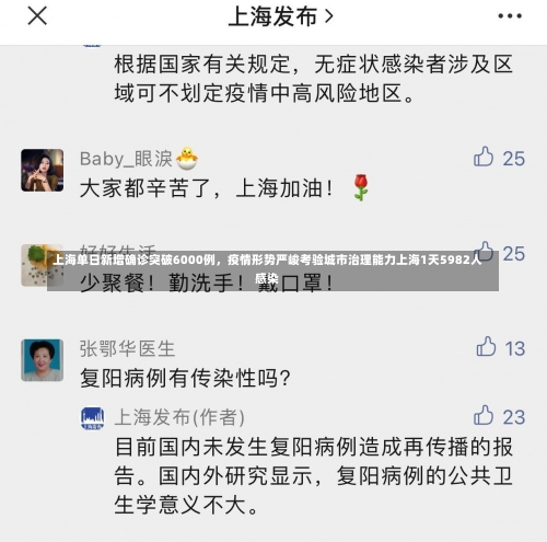 上海单日新增确诊突破6000例，疫情形势严峻考验城市治理能力上海1天5982人感染-第1张图片