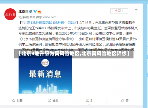 【北京3地升级为高风险地区,北京高风险地区降级】-第1张图片