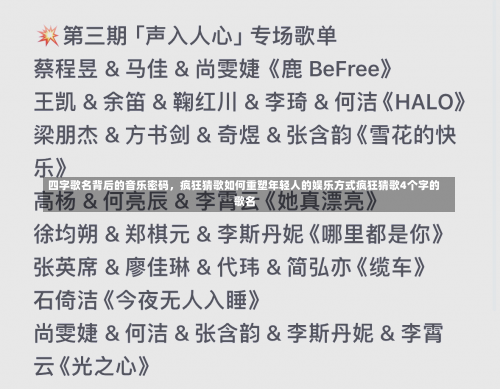 四字歌名背后的音乐密码，疯狂猜歌如何重塑年轻人的娱乐方式疯狂猜歌4个字的歌名-第2张图片