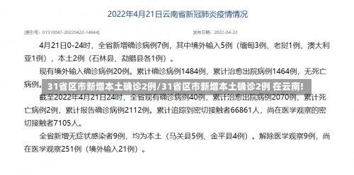 31省区市新增本土确诊2例/31省区市新增本土确诊2例 在云南!-第2张图片
