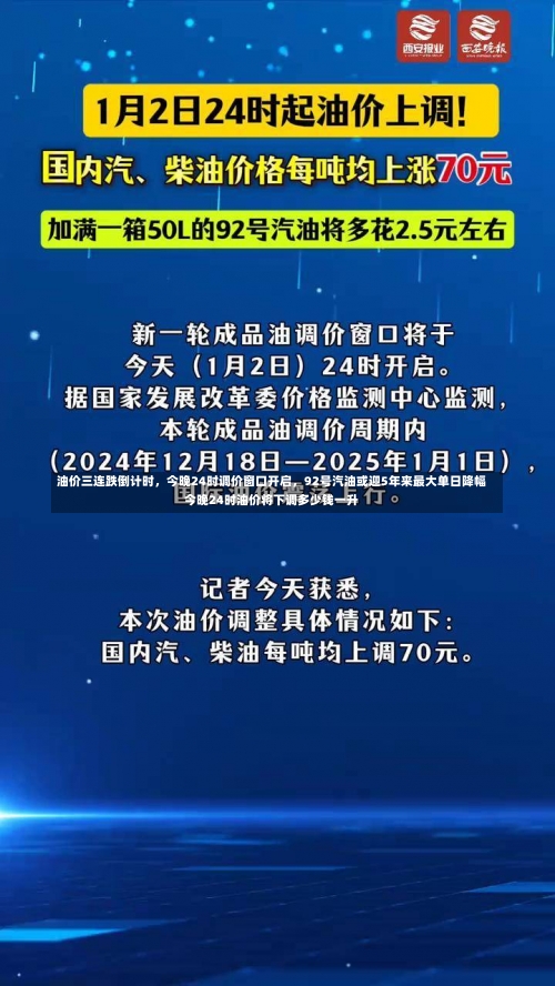 油价三连跌倒计时，今晚24时调价窗口开启	，92号汽油或迎5年来最大单日降幅今晚24时油价将下调多少钱一升-第1张图片