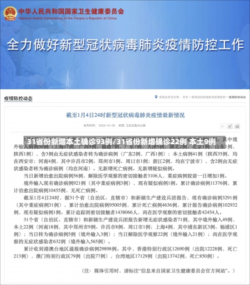 31省份新增本土确诊93例/31省份新增确诊22例 本土9例-第1张图片