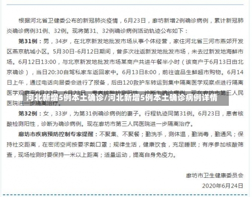 河北新增5例本土确诊/河北新增5例本土确诊病例详情-第1张图片